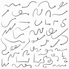 hand draw arrow set graphic element vector