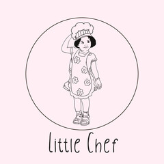 chef little girl sketch logo vector