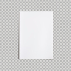 3D realistic A4 paper isolated on transparent background, rectangular shape.