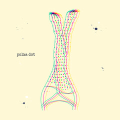 Female legs in tights. Dotted stockings Woman body part. Glitch style