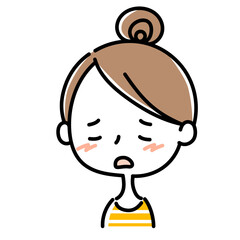 落ち込むお団子ヘアの女性の表情パターン