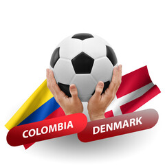 Soccer football competition match, national teams colombia vs denmark