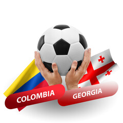 Soccer football competition match, national teams colombia vs georgia