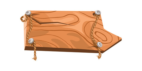 Nailed tablet. Board of rough structure, vector