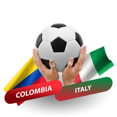 Soccer football competition match, national teams colombia vs italy