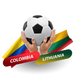 Soccer football competition match, national teams colombia vs lithuania