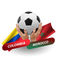Soccer football competition match, national teams colombia vs morocco