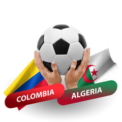 Soccer football competition match, national teams colombia vs algeria