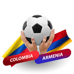 Soccer football competition match, national teams colombia vs armenia