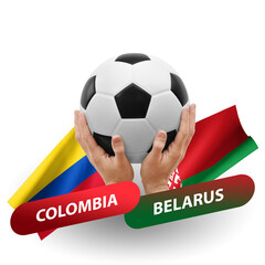 Soccer football competition match, national teams colombia vs belarus