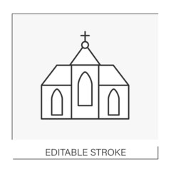  Church line icon. Temple. Wedding ceremony with religious content for couple. Wedding concept. Isolated vector illustration. Editable stroke