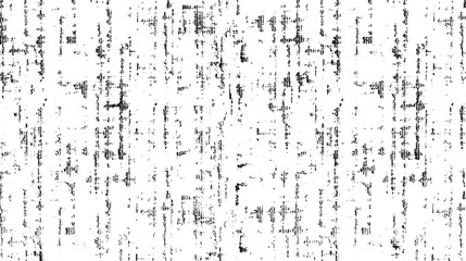 Monochrome texture composed of irregular graphic elements. Distressed uneven grunge background. Abstract vector illustration. Overlay for interesting effect and depth. Isolated on white background.