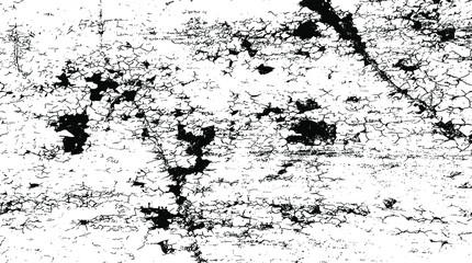 Monochrome texture composed of irregular graphic elements. Distressed uneven grunge background. Abstract vector illustration. Overlay for interesting effect and depth. Isolated on white background.