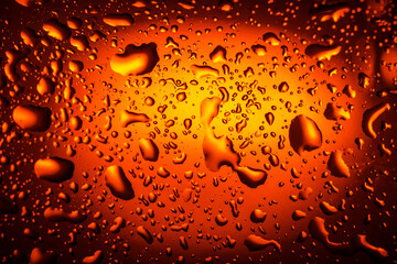 background. close up. drops on a glass with an orange drink. beer, tea