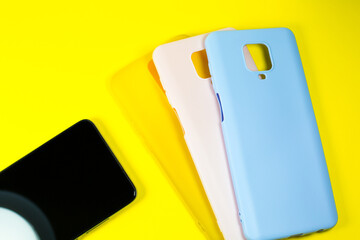 Different colorful silicone cases for the smartphone. Choose your style on this day. Be bright and modern.