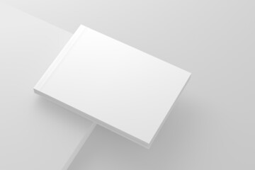 Softcover Landscape Book White Blank 3D Rendering Mockup