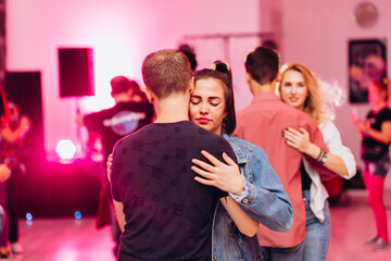 Kharkiv, Ukraine 17.08.21 People dancing bachata on the dance floor