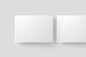 Softcover Landscape Book White Blank 3D Rendering Mockup