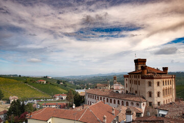Naklejka na ściany i meble the castle of barolo in the historic center of the town of barolo, from which we owe the name of the famous wine of the same name