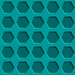 Abstract seamless pattern with hexagon holes in light blue colors
