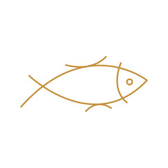 Abstract fish line art style, water dweller. Swimming animal. Aquatic animal. Vector