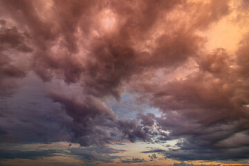 Fototapeta premium Colorful sunset with clouds in the evening