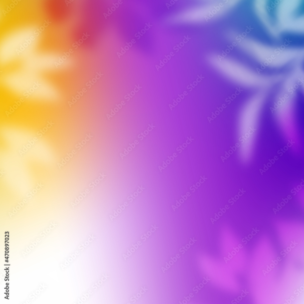 Poster Bright Background with Gradient. Abstract Bg with Tropical Leaves and Trees Overlay. Blurred Colorful Leaves