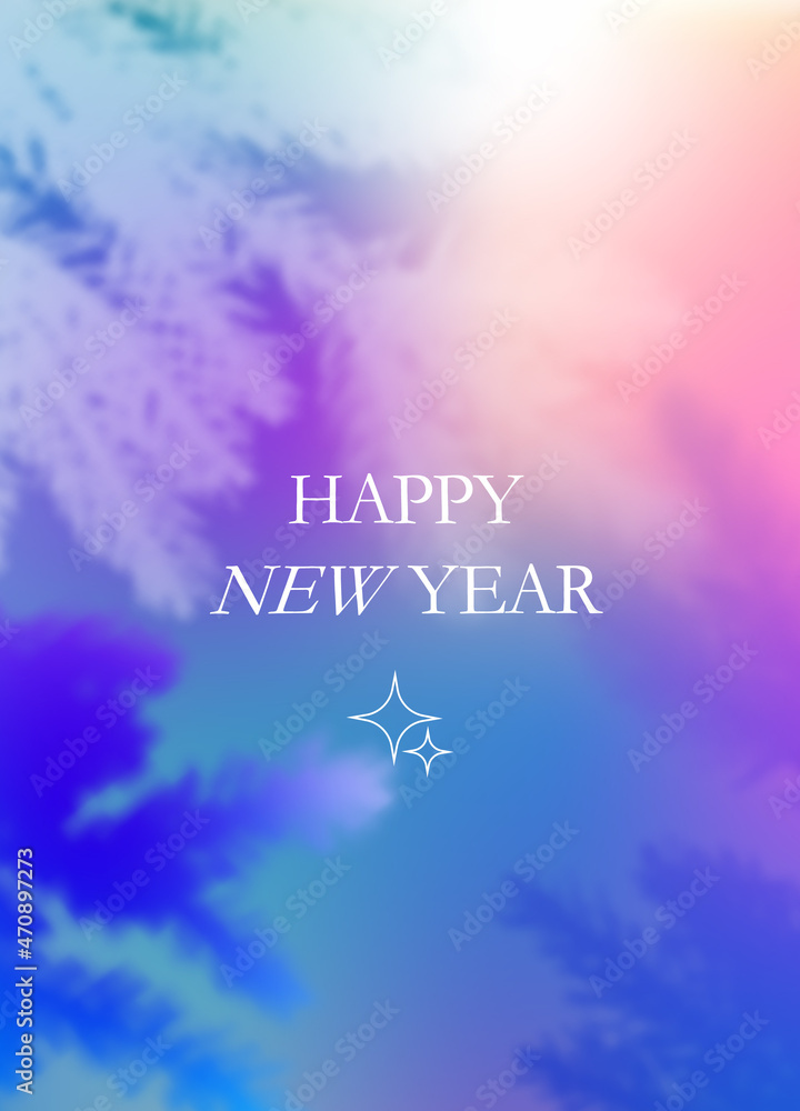 Poster Vector New Year Background with Gradient and Christmas Tree. Decorative Christmas Bg with Pine and Fir