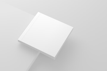 Square Softcover Book White Blank 3D Rendering Mockup
