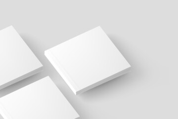 Square Softcover Book White Blank 3D Rendering Mockup