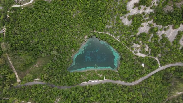 Lago di Cornino in Friuli - Venezia Giulia. Beautiful drone shot from above in summer