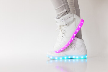 Shoes with LED lights in soles