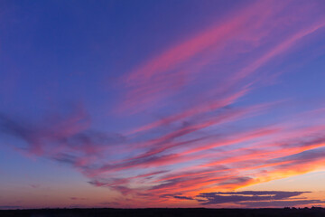 Colorful sunset with clouds in the evening
