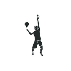 Tennis Player Icon Silhouette Illustration. Paddle Vector Graphic Pictogram Symbol Clip Art. Doodle Sketch Black Sign.