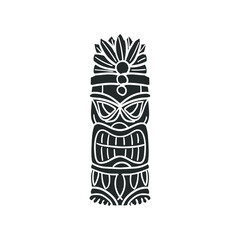 Tiki Token Icon Silhouette Illustration. Hawaiian Vector Graphic Pictogram Symbol Clip Art. Doodle Sketch Black Sign.
