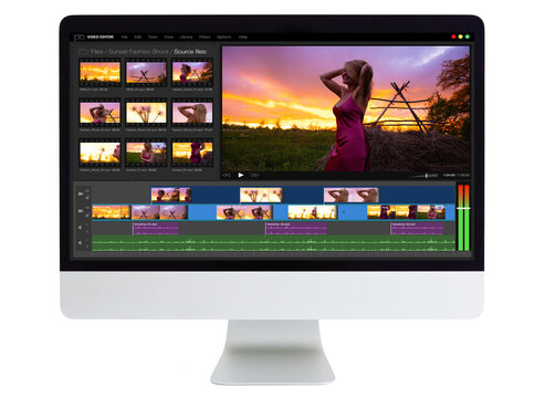 Sample video editing software on desktop computer
