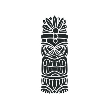 Tiki Token Icon Silhouette Illustration. Hawaiian Vector Graphic Pictogram Symbol Clip Art. Doodle Sketch Black Sign.