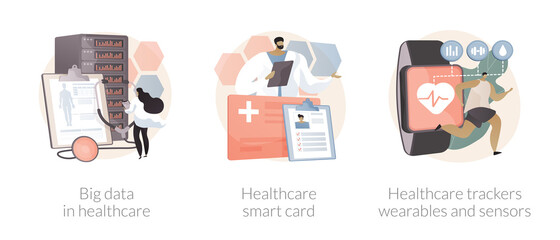 Electronic health records abstract concept vector illustrations.