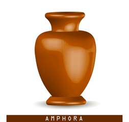 Antique vase. Greek amphora. Clay vase. The flowerpot is classic. old clay amphora isolated on white.