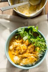 Chicken curry with mango and coriander and rice  - 470900414
