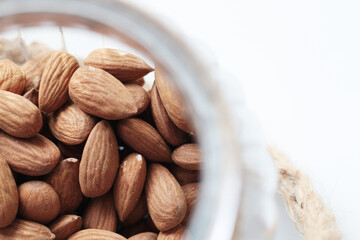natural tasty almond nuts in the jar