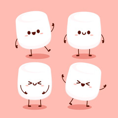 Marshmallow cartoon. marshmallow character design. Marshmallow vector.