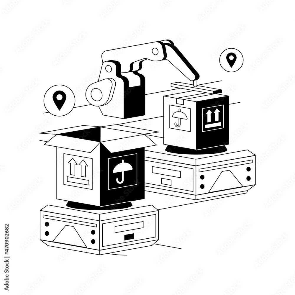 Poster warehouse robotization abstract concept vector illustration.