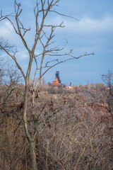Industrial zone in the city. Collapse zone. Iron ore mining. Industrial tourism. Picturesque...