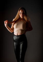 Fototapeta premium Fashion girl in modern clothes