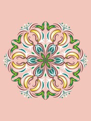 Floral mandala relaxation patterns unique design with black background,Hand drawn pattern,concept meditation and relax. Circle pattern petal flower of mandala with multi color. Digital art illustratio