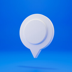 White map pointer pin Symbol in 3D rendering isolated on blue background