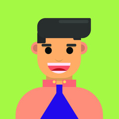 It depicts a boy with a beautiful smile. This illustration is made in vector style.