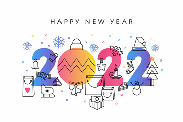 2022 happy new year celebration banner vector