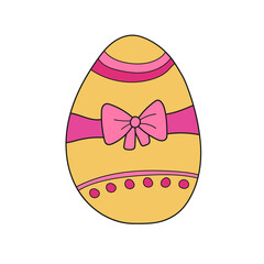 Simple cartoon icon. Decoration easter egg. Vector hand drawn illustration on white
